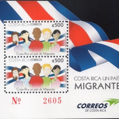 COSTA RICA MINT ODD SHAPE MINIATURE STAMP ON FLAG THEME