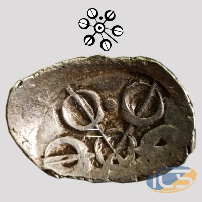 Punch-Marked Coin - Gandhara Janapada (600-300 BC) - Silver Shana (1/8 Shatamana)