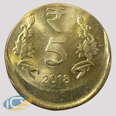 5 Rupees - 2018 - Calcutta Mint -  Shift Error -  Nickel Brass