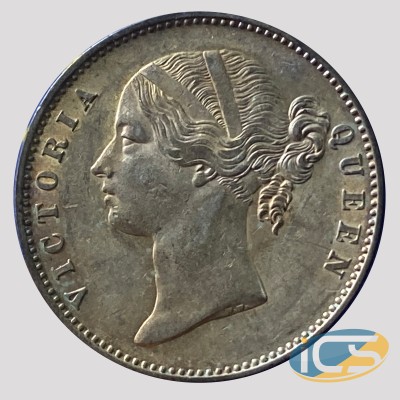 EIC - 1840 - Victoria Queen Divided Legend - 28 Berry - Bombay Mint W.W .raised - Silver Rupee